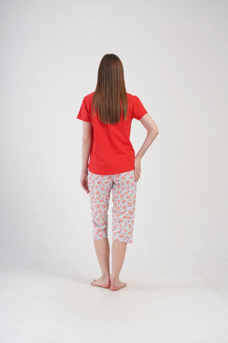 Piżama Damska Vienetta Lovely hearts, Czerwony, r. M-XXL