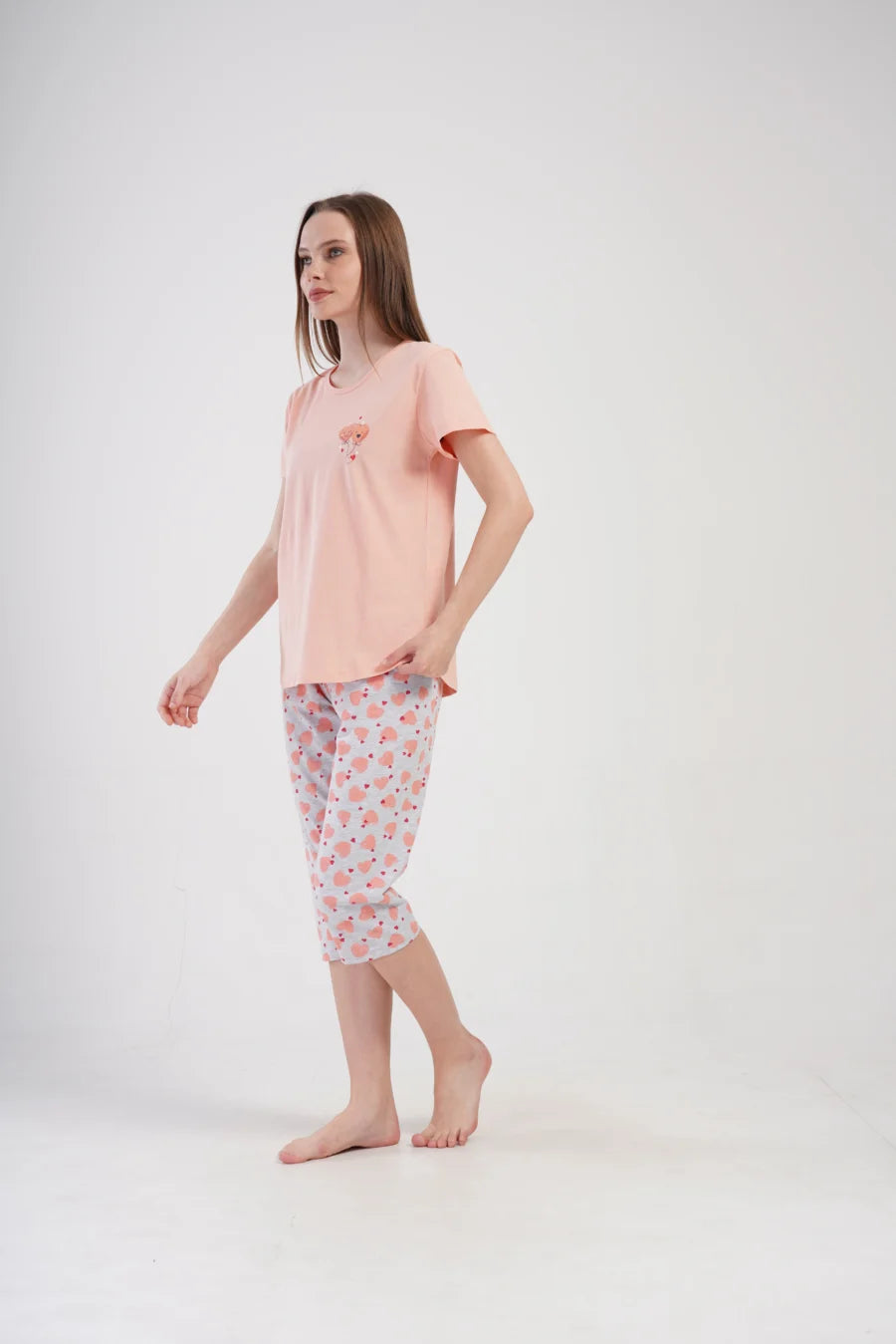 Piżama Damska Vienetta Lovely hearts, Różowy, r. M-XXL