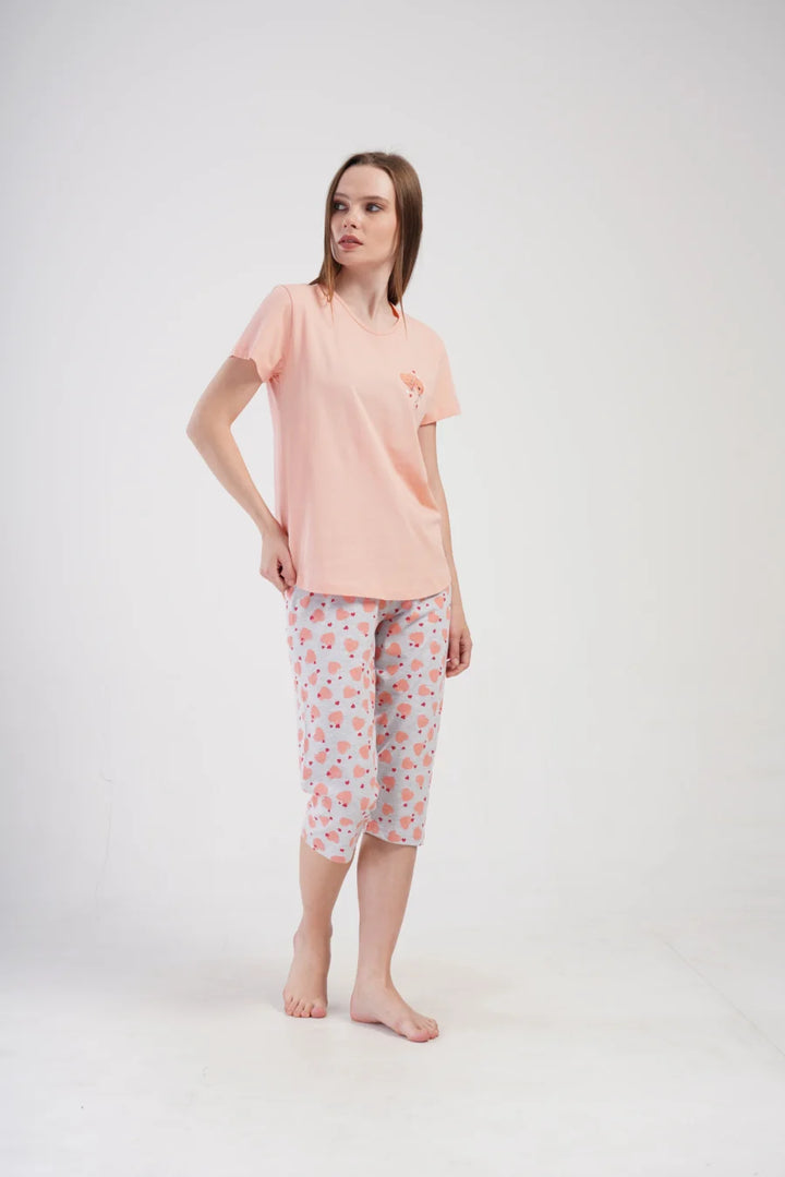 Piżama Damska Vienetta Lovely hearts, Różowy, r. M-XXL