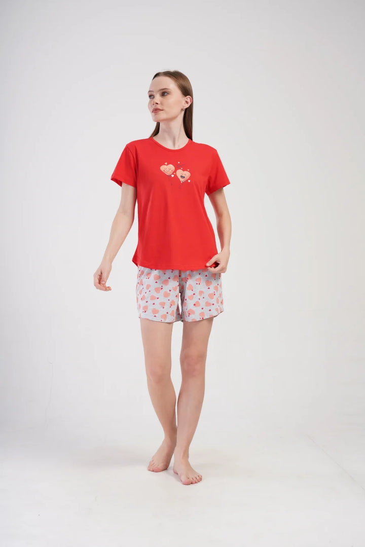 Piżama Damska Vienetta Boom, Czerwony, S -XL