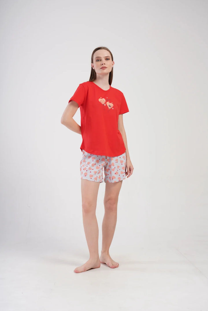 Piżama Damska Vienetta Boom, Czerwony, S -XL