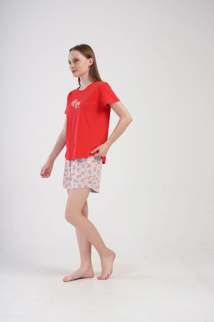 Piżama Damska Vienetta Boom, Czerwony, S -XL