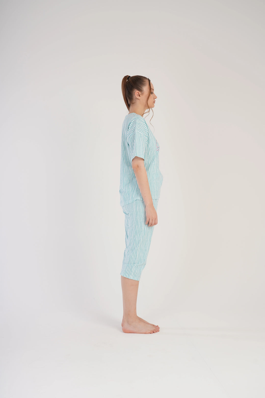 Piżama Damska Vienetta Soft Night Delight, biało-zielona, r. S-XL