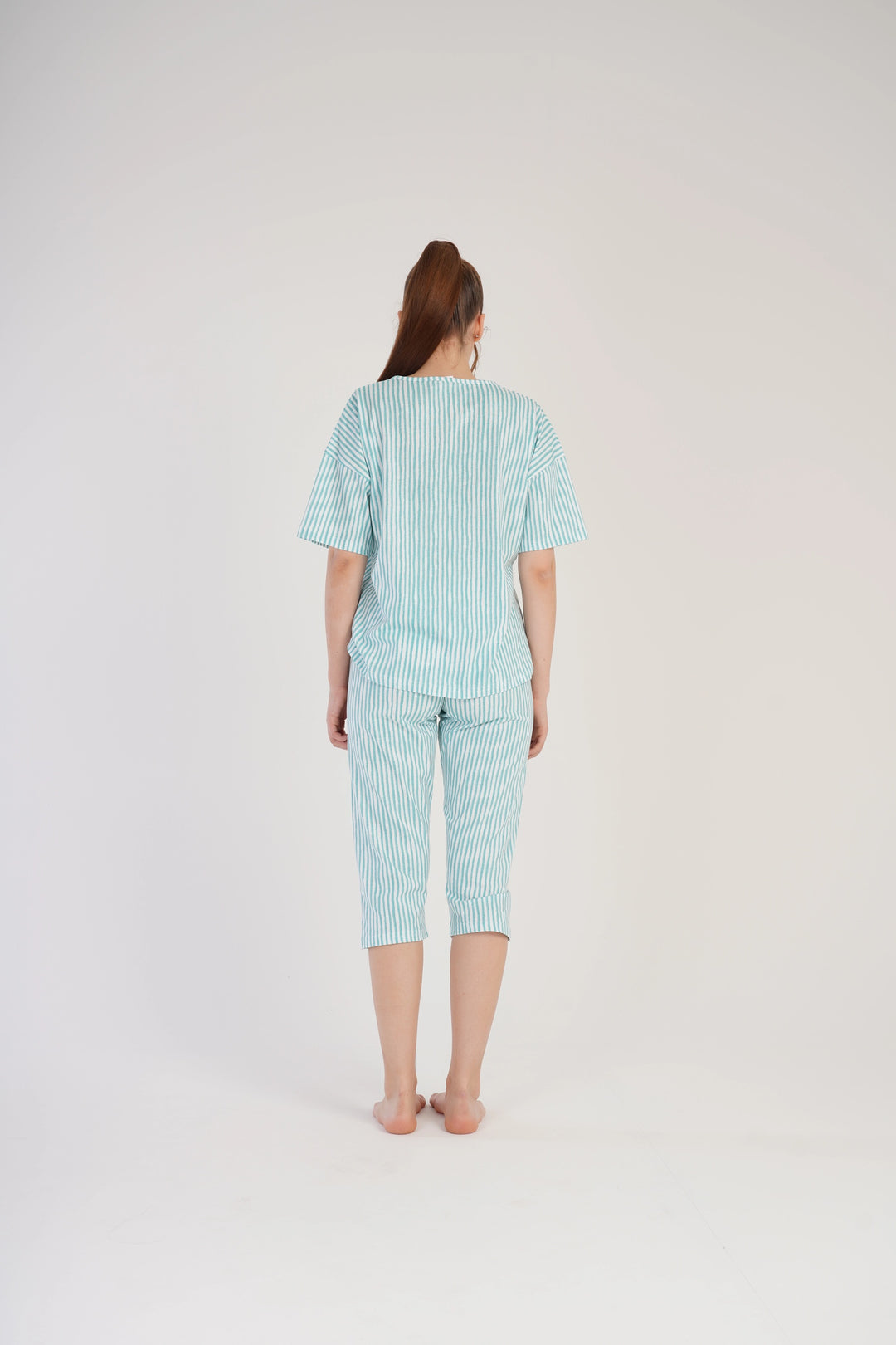 Piżama Damska Vienetta Soft Night Delight, biało-zielona, r. S-XL