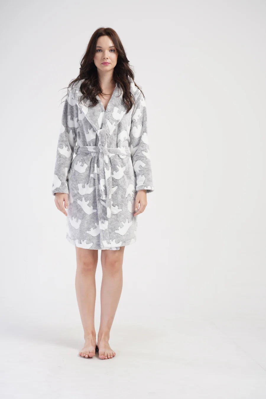 Szlafrok damski Vienetta Bears, Szary, r. S-L