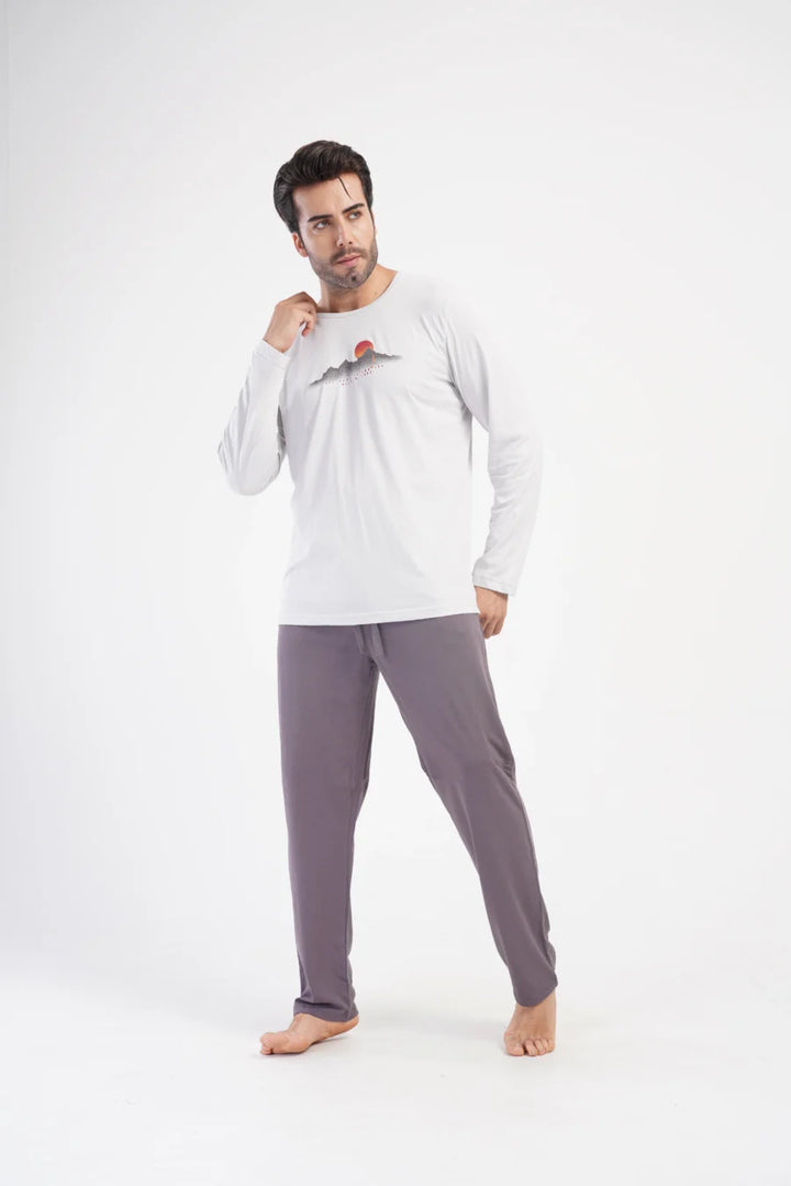 Piżama Męska Vienetta Sunset, Szary, r. 1XL-4XL