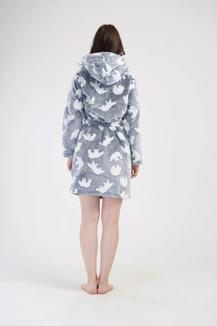 Szlafrok damski Vienetta Bears, Szary, r. S-L