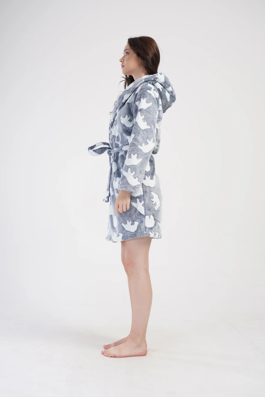 Szlafrok damski Vienetta Bears, Szary, r. S-L