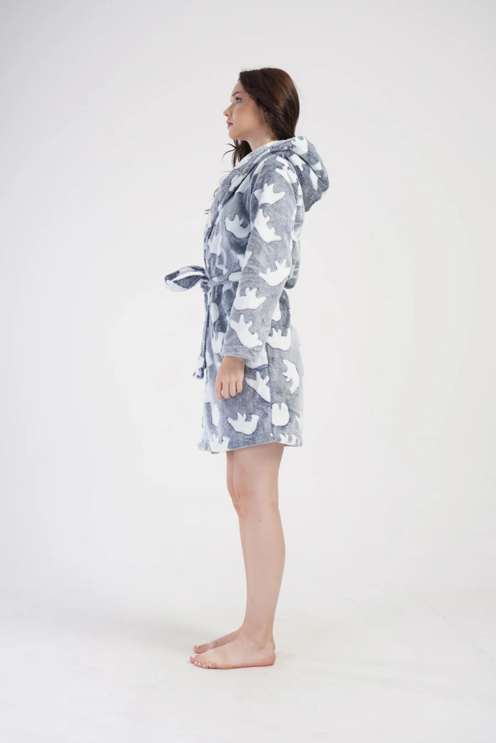 Szlafrok damski Vienetta Bears, Szary, r. S-L