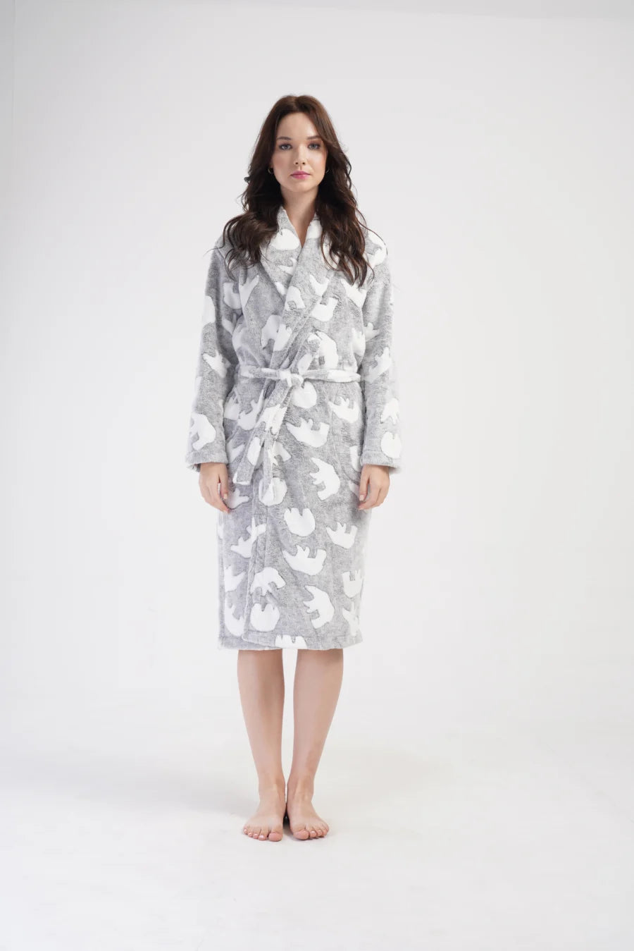 Szlafrok damski Vienetta Teddy, Szary, r. S - XL