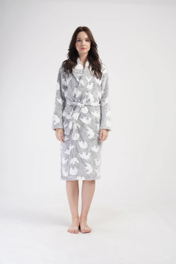 Szlafrok damski Vienetta Teddy, Szary, r. S - XL