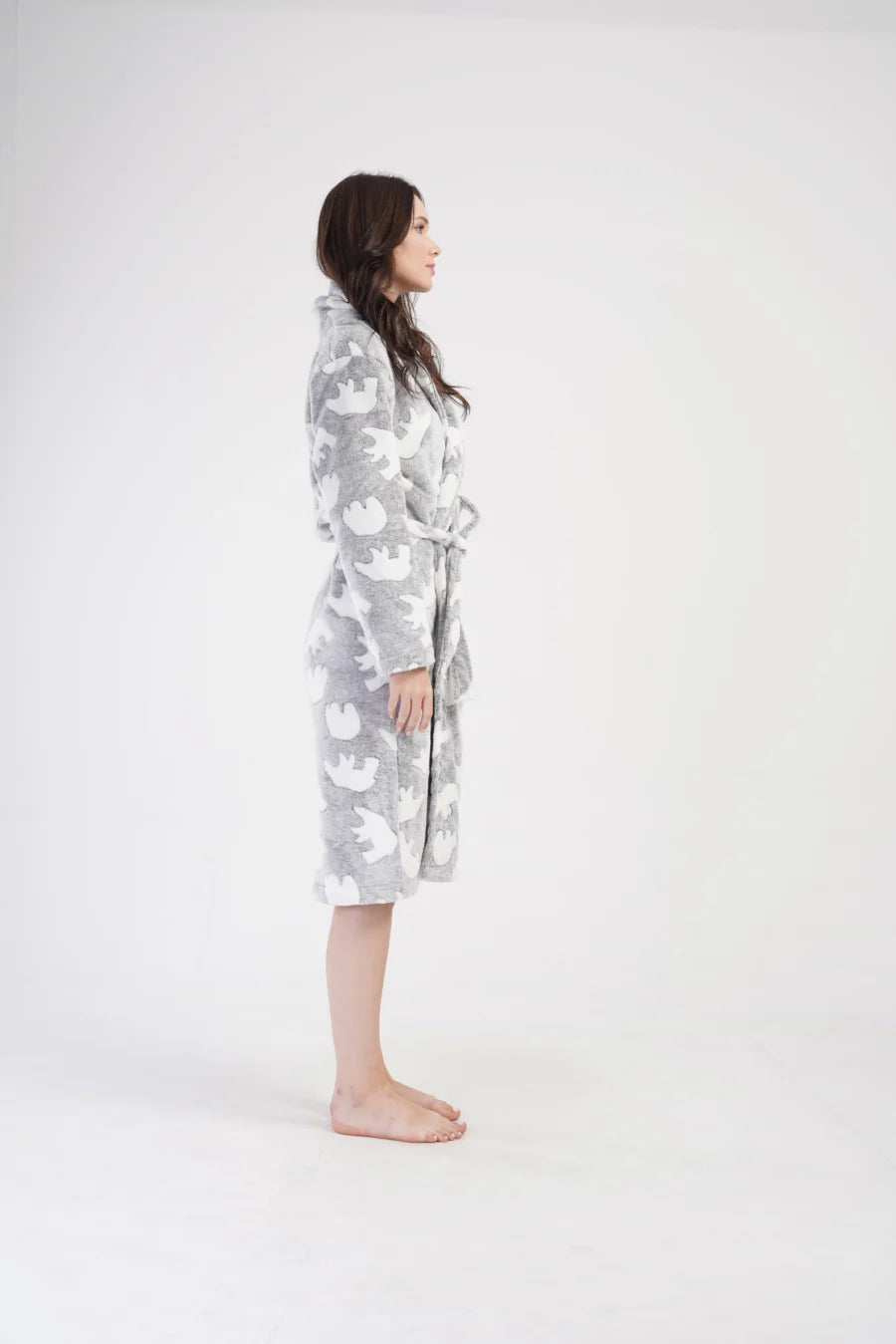 Szlafrok damski Vienetta Teddy, Szary, r. S - XL