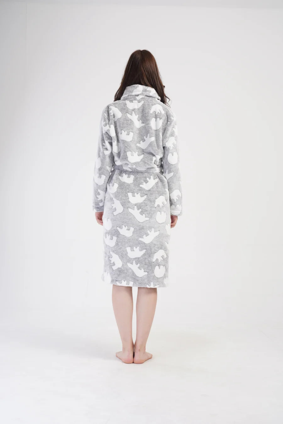Szlafrok damski Vienetta Teddy, Szary, r. S - XL