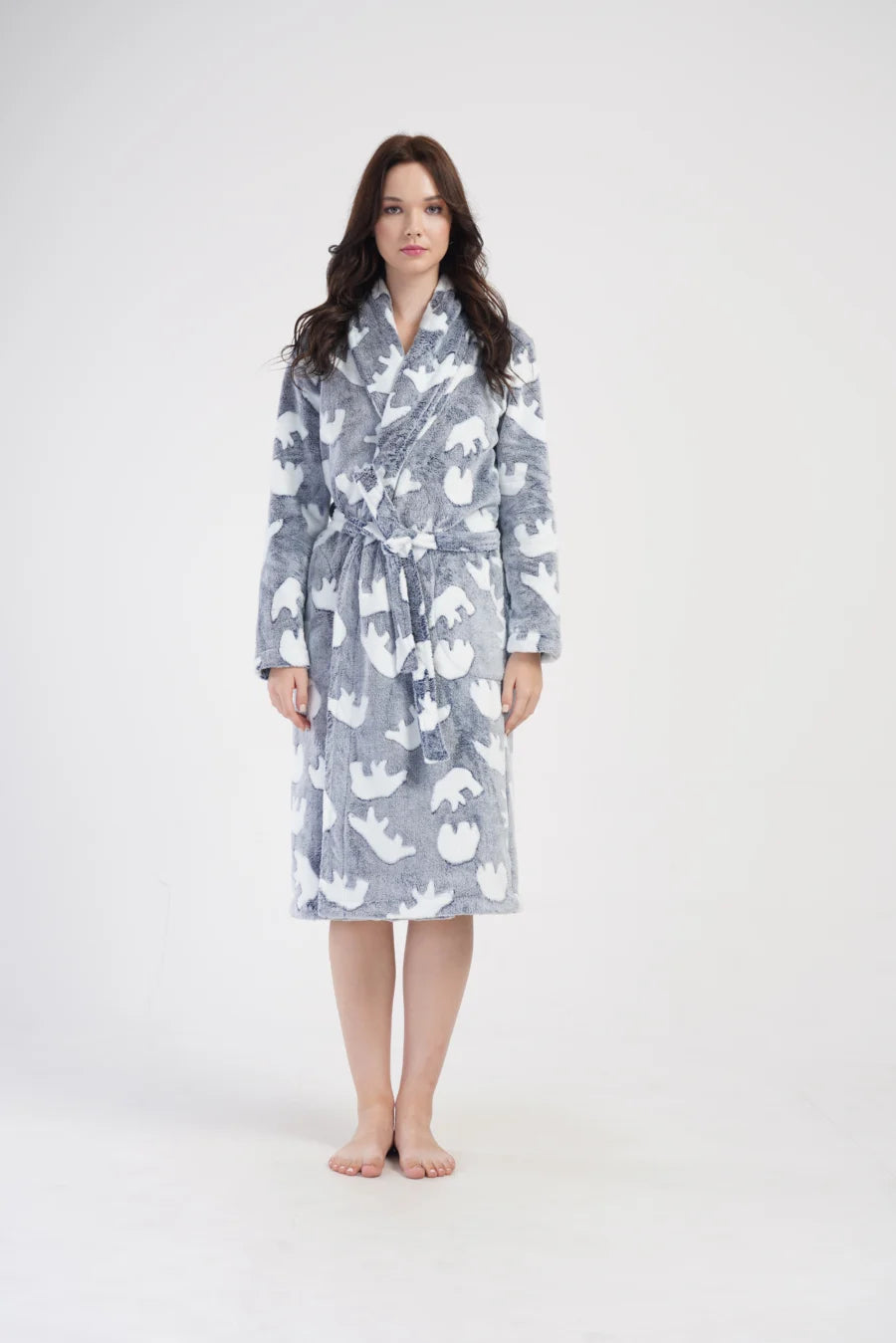 Szlafrok damski Vienetta Teddy, Szary, r. S - XL