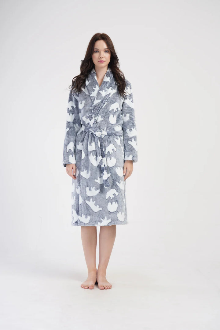 Szlafrok damski Vienetta Teddy, Szary, r. S - XL