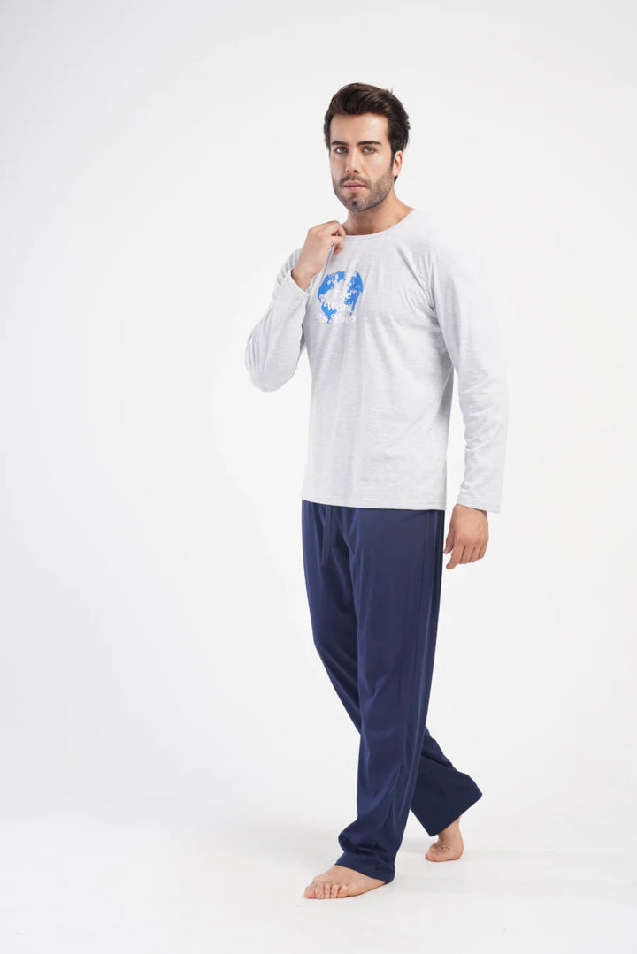 Piżama Męska Vienetta The World is Yours, Szary, r. M-XXL