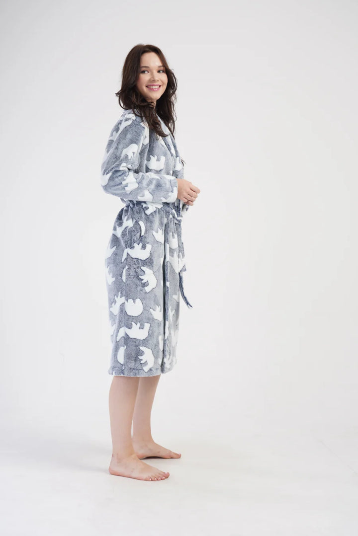 Szlafrok damski Vienetta Teddy, Szary, r. S - XL