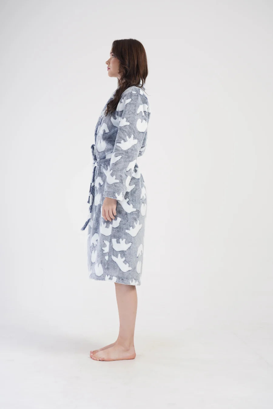 Szlafrok damski Vienetta Teddy, Szary, r. S - XL
