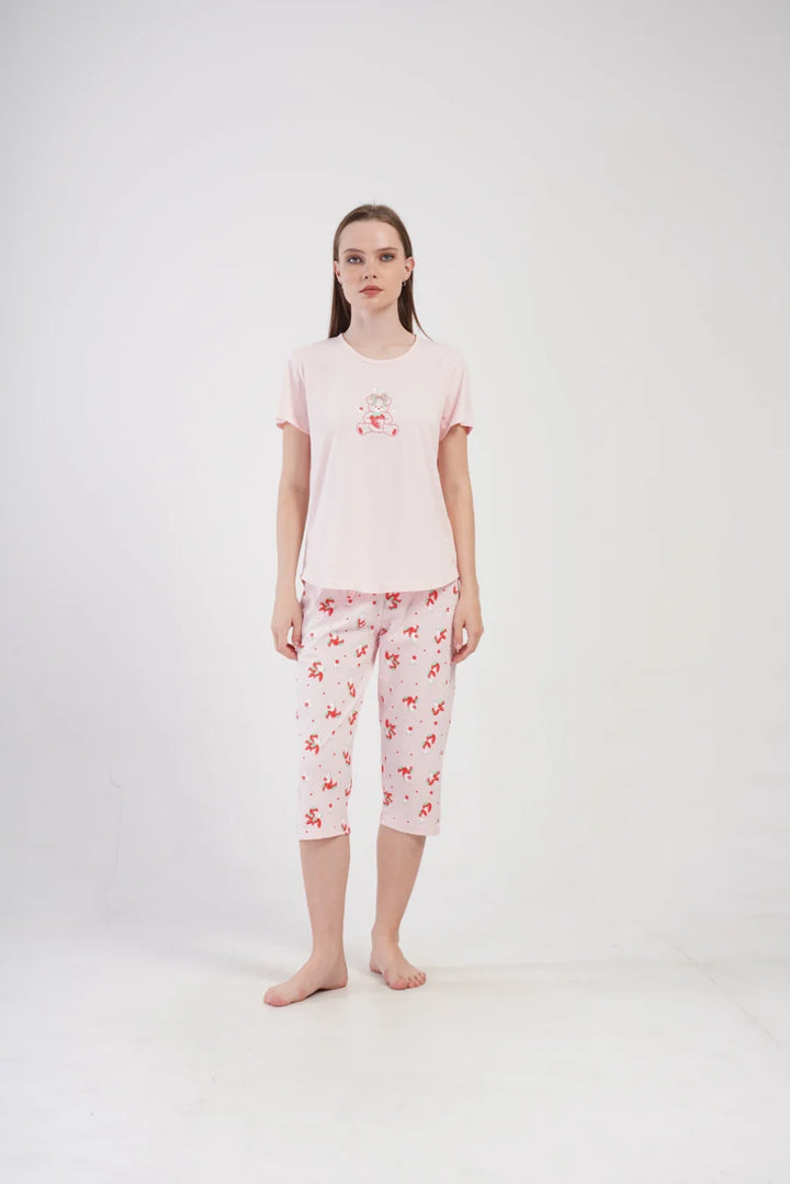 Piżama Damska Vienetta Strawberry, Różowy, r. M-XXL