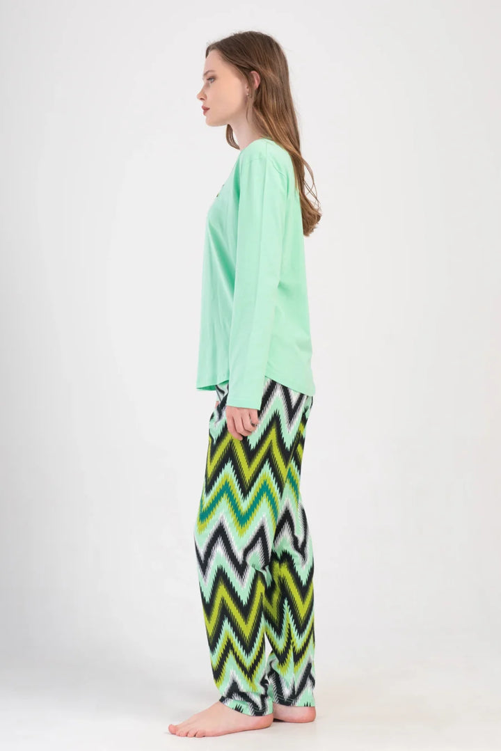 Piżama Damska Vienetta Star Geometry, Zielony, r. S-XL