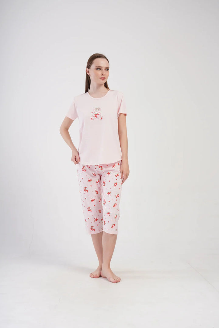 Piżama Damska Vienetta Strawberry, Różowy, r. M-XXL