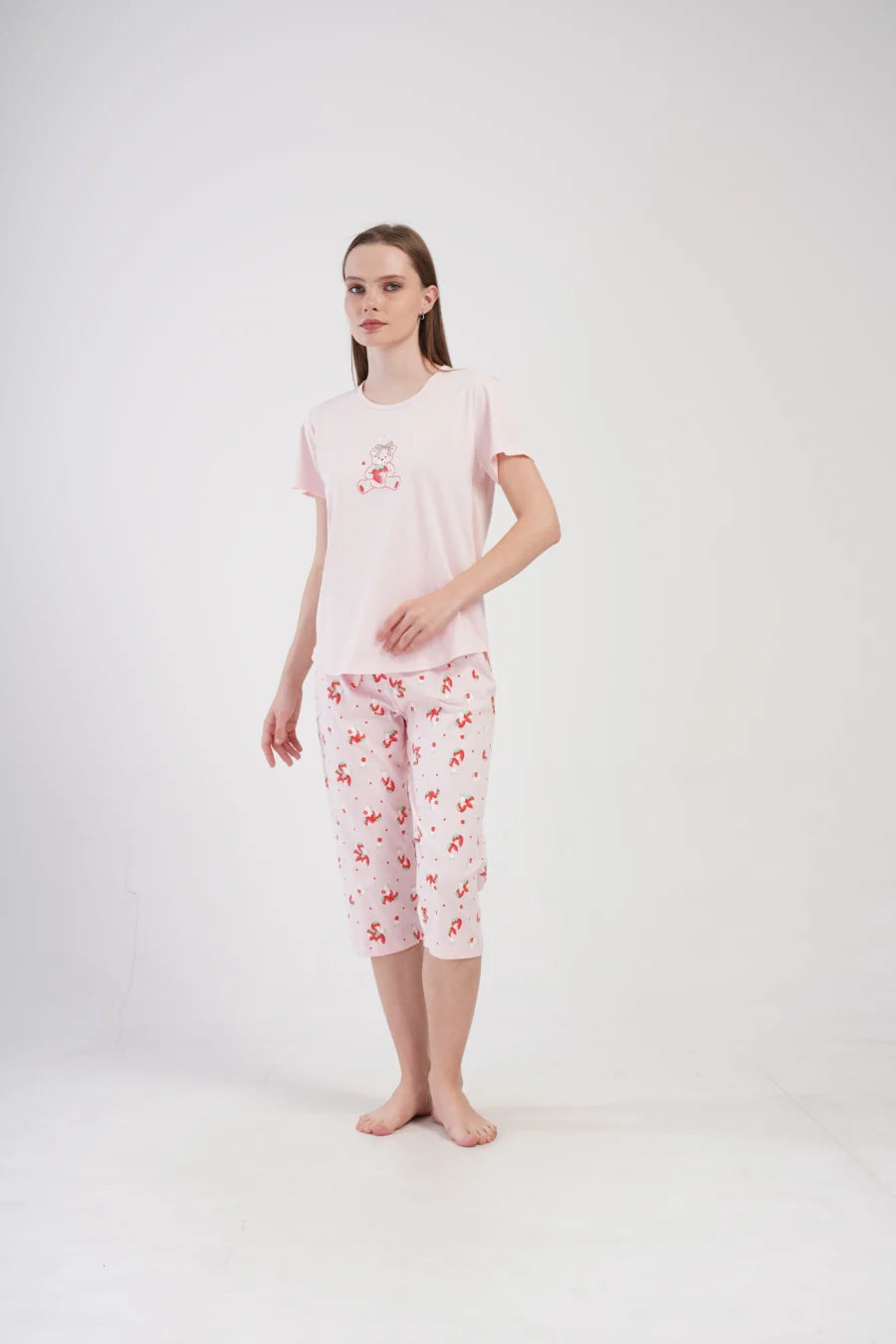 Piżama Damska Vienetta Strawberry, Różowy, r. M-XXL