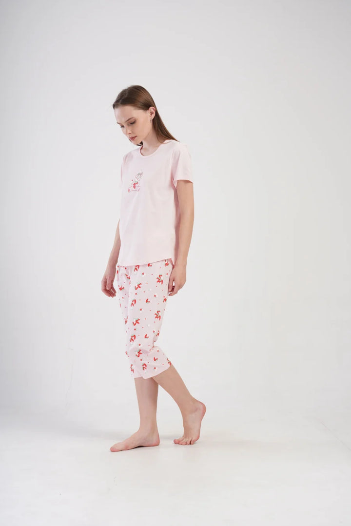 Piżama Damska Vienetta Strawberry, Różowy, r. M-XXL