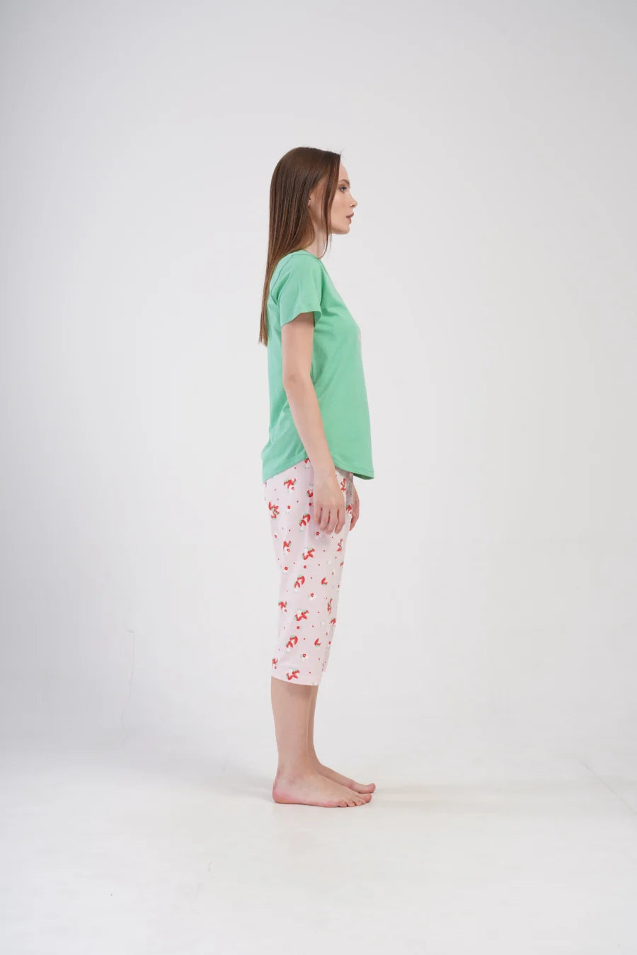 Piżama Damska Vienetta Strawberry, Zielony, r. M-XXL