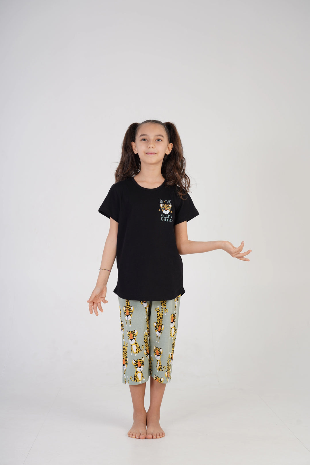 Piżama Dziewczęca Vienetta Animal Kingdom, czarno-zielona, r. 134-164