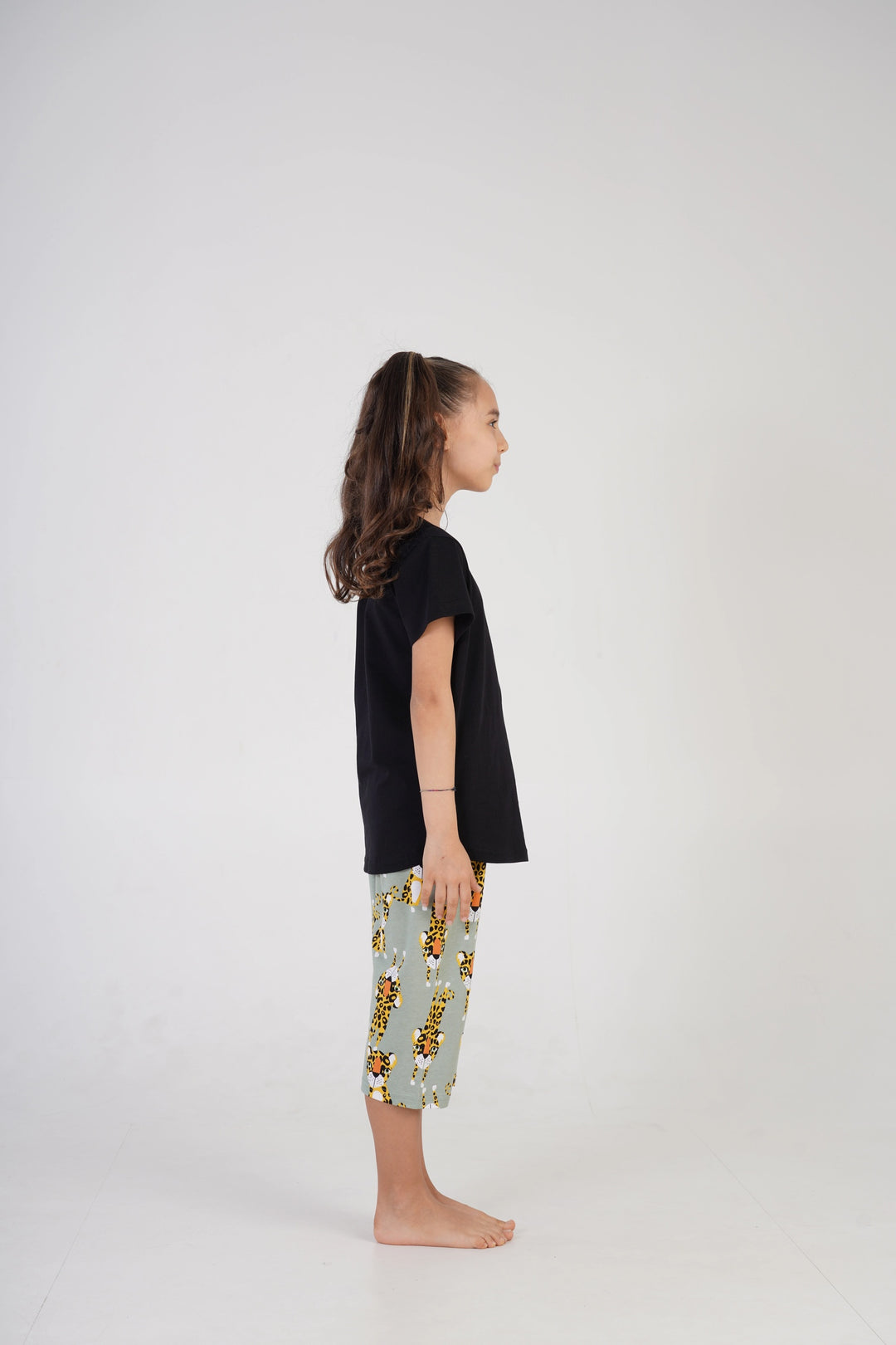 Piżama Dziewczęca Vienetta Animal Kingdom, czarno-zielona, r. 134-164