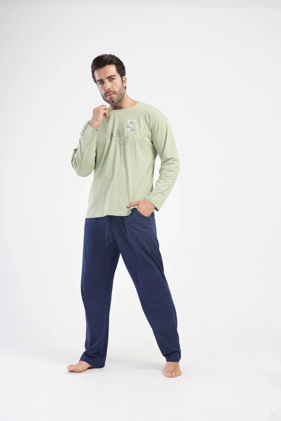 Piżama Męska Vienetta Find Yourself, Zielony, r. 1XL-4XL