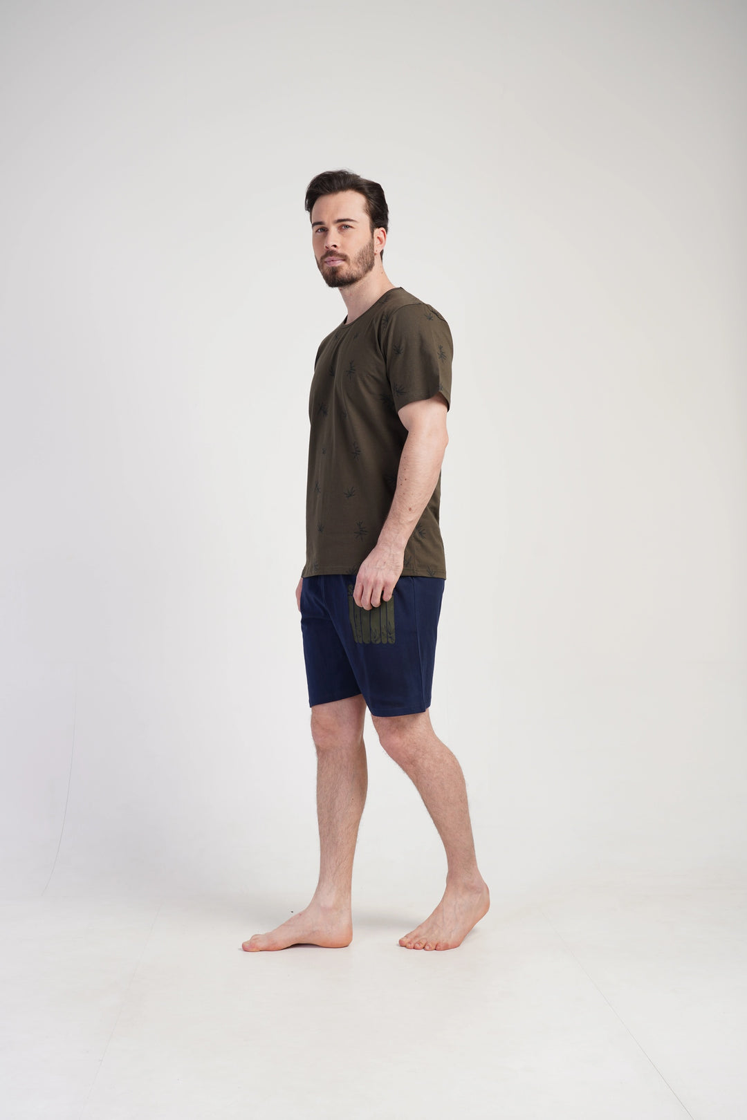 Piżama Męska Vienetta Brown Print, Brązowy/Granatowy, r. M-XXL