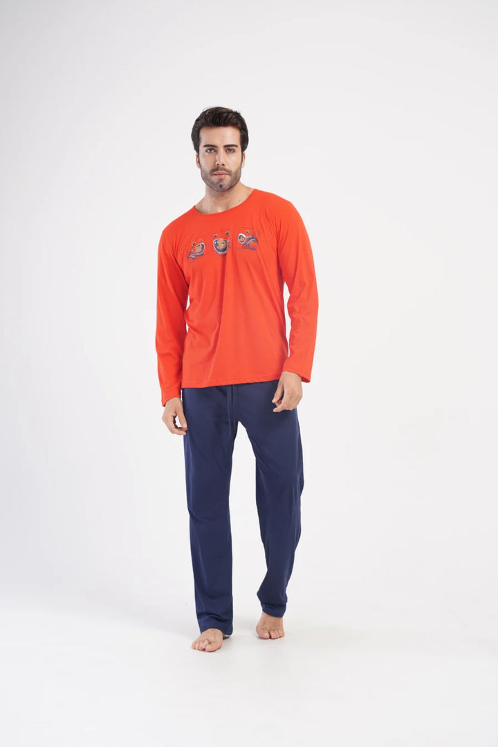 Piżama Męska Vienetta Space Dog, Czerwony, r. M-XXL