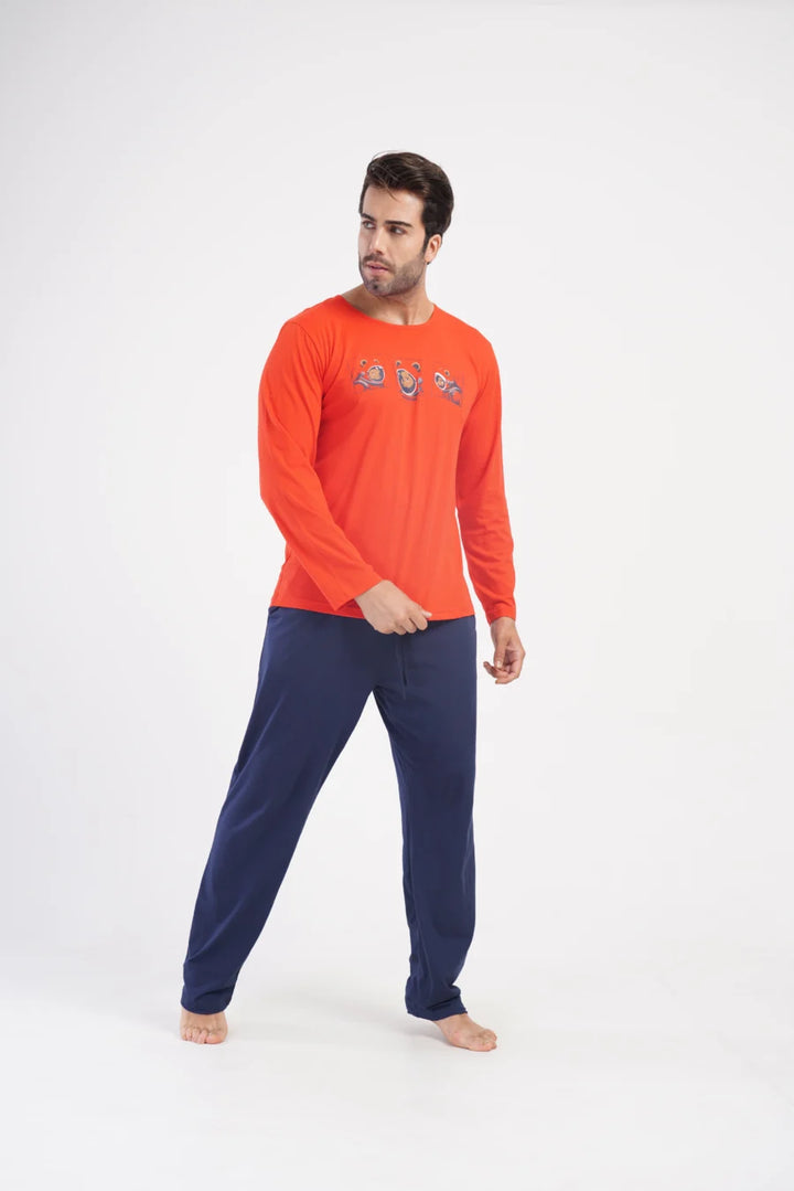 Piżama Męska Vienetta Space Dog, Czerwony, r. M-XXL