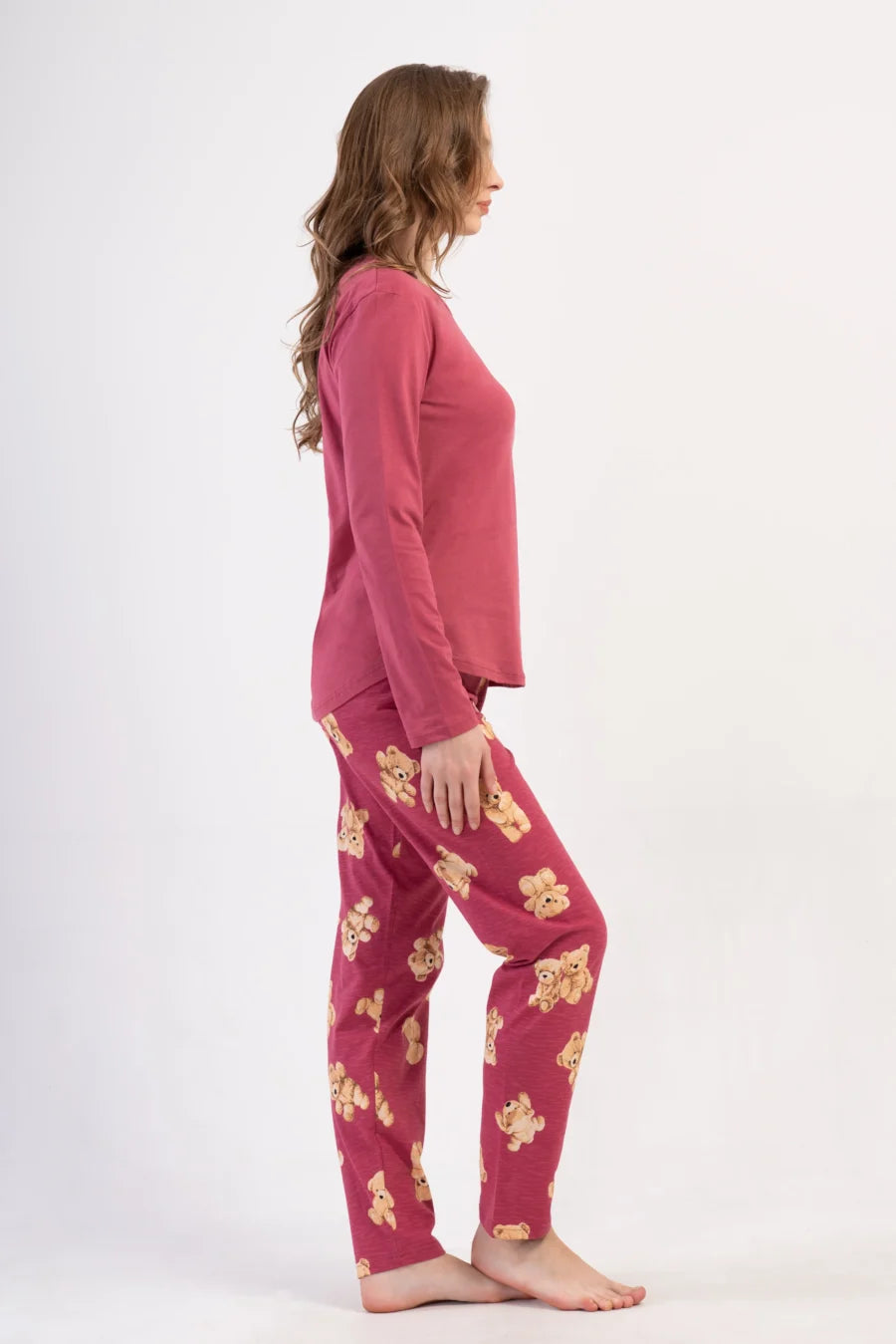Piżama Damska Vienetta Bear Dreams, Bordowy, r. S-XL
