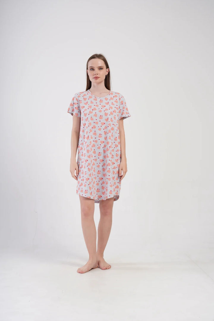 Koszula Nocna Vienetta Cozy Hearts, Szary, r. M-XXL