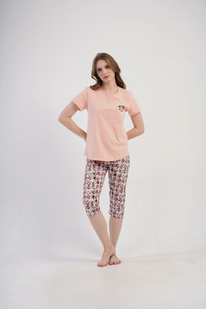 Piżama Damska Vienetta Floral Comfort, Różowy, r. M-XXL