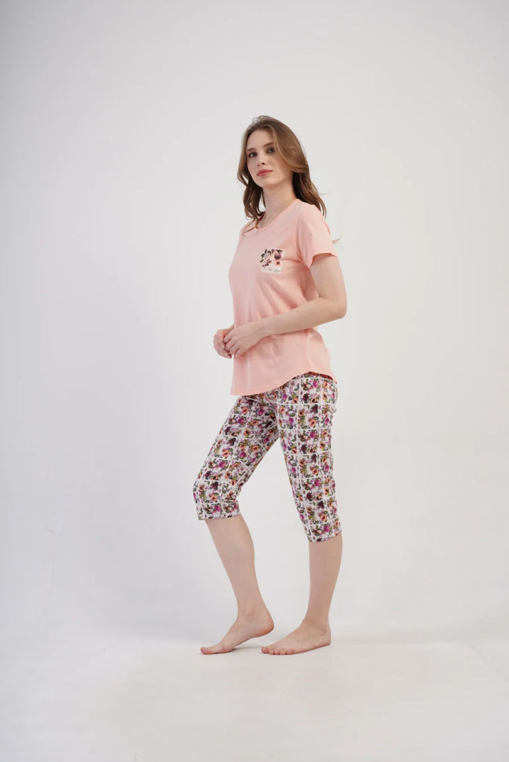 Piżama Damska Vienetta Floral Comfort, Różowy, r. M-XXL