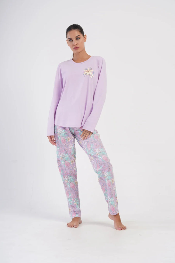 Piżama Damska Vienetta Flower Power, Różowy, r. 5XL-7XL