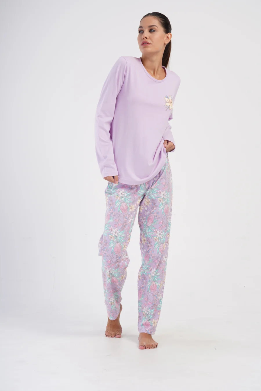 Piżama Damska Vienetta Flower Power, Różowy, r. 5XL-7XL