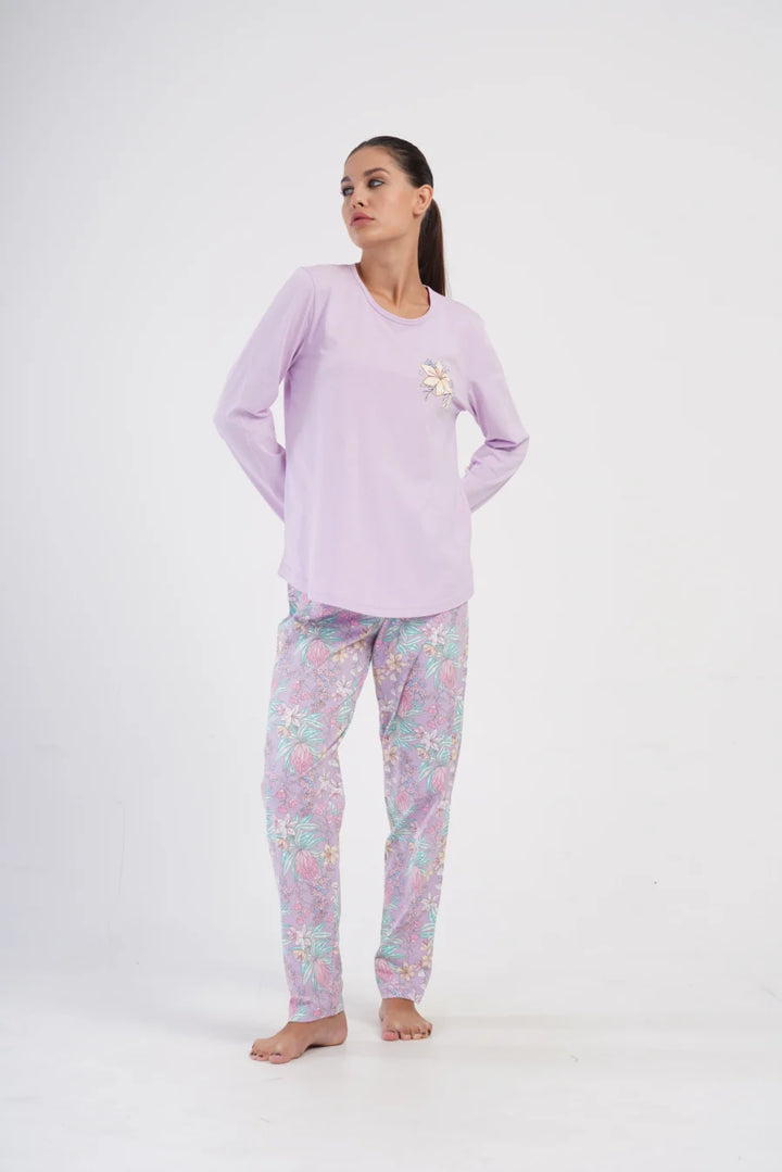 Piżama Damska Vienetta Flower Power, Różowy, r. 5XL-7XL