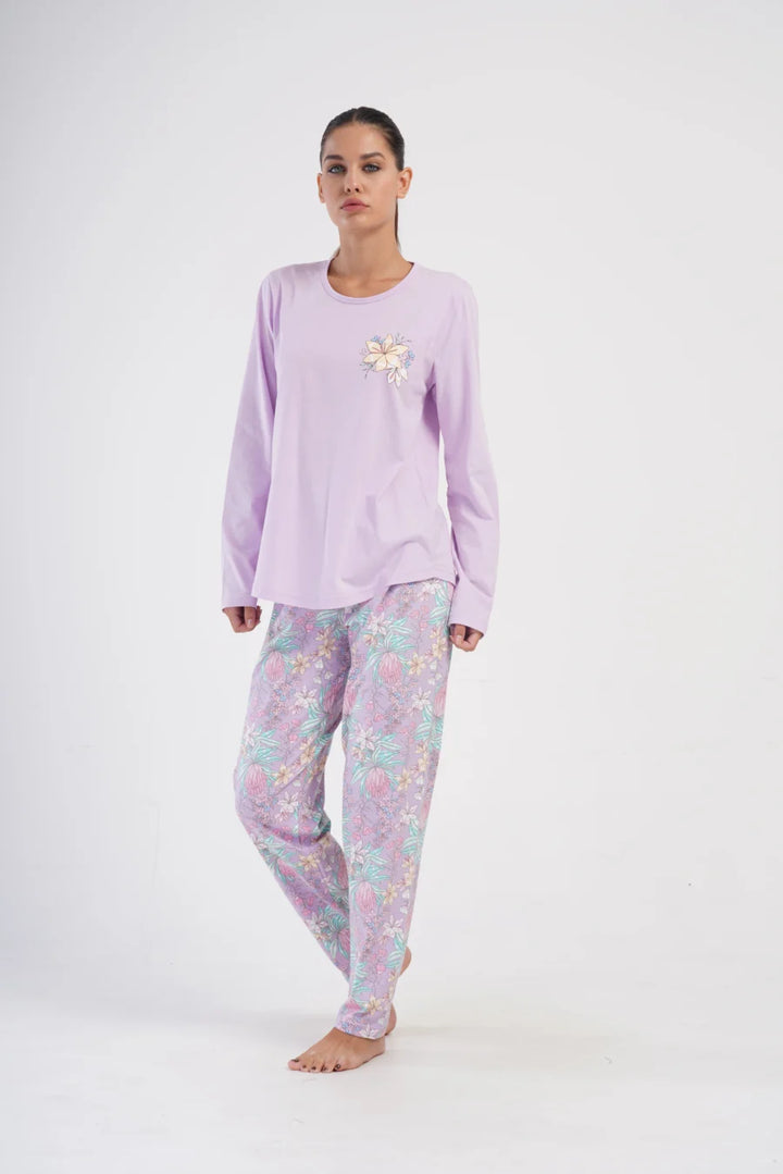 Piżama Damska Vienetta Flower Power, Różowy, r. 5XL-7XL