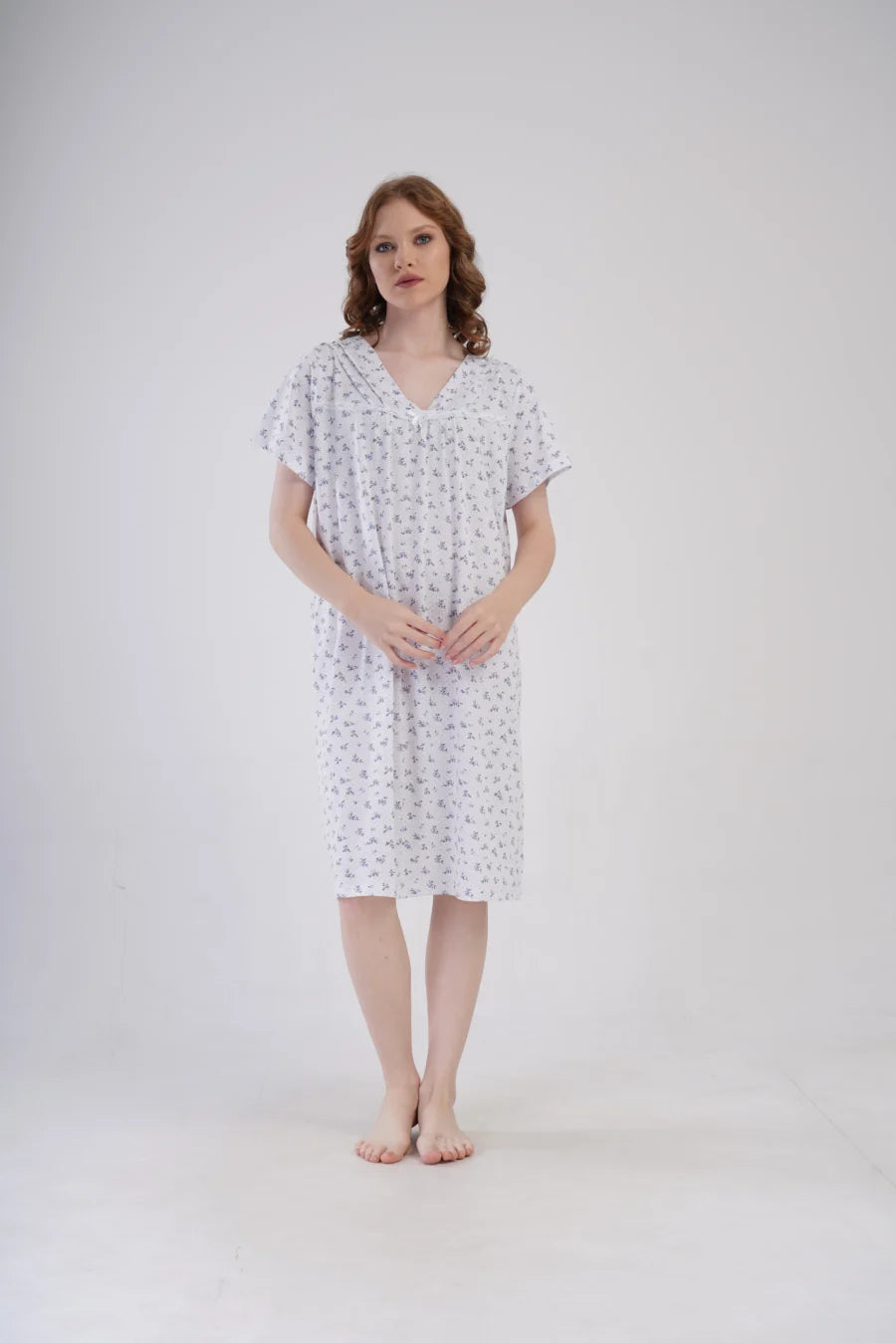 Koszula Nocna Vienetta Flowers Blue, Biały, r. 1XL - 4XL