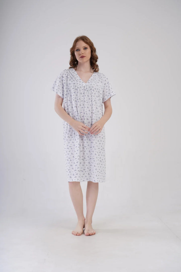 Koszula Nocna Vienetta Flowers Blue, Biały, r. 1XL - 4XL