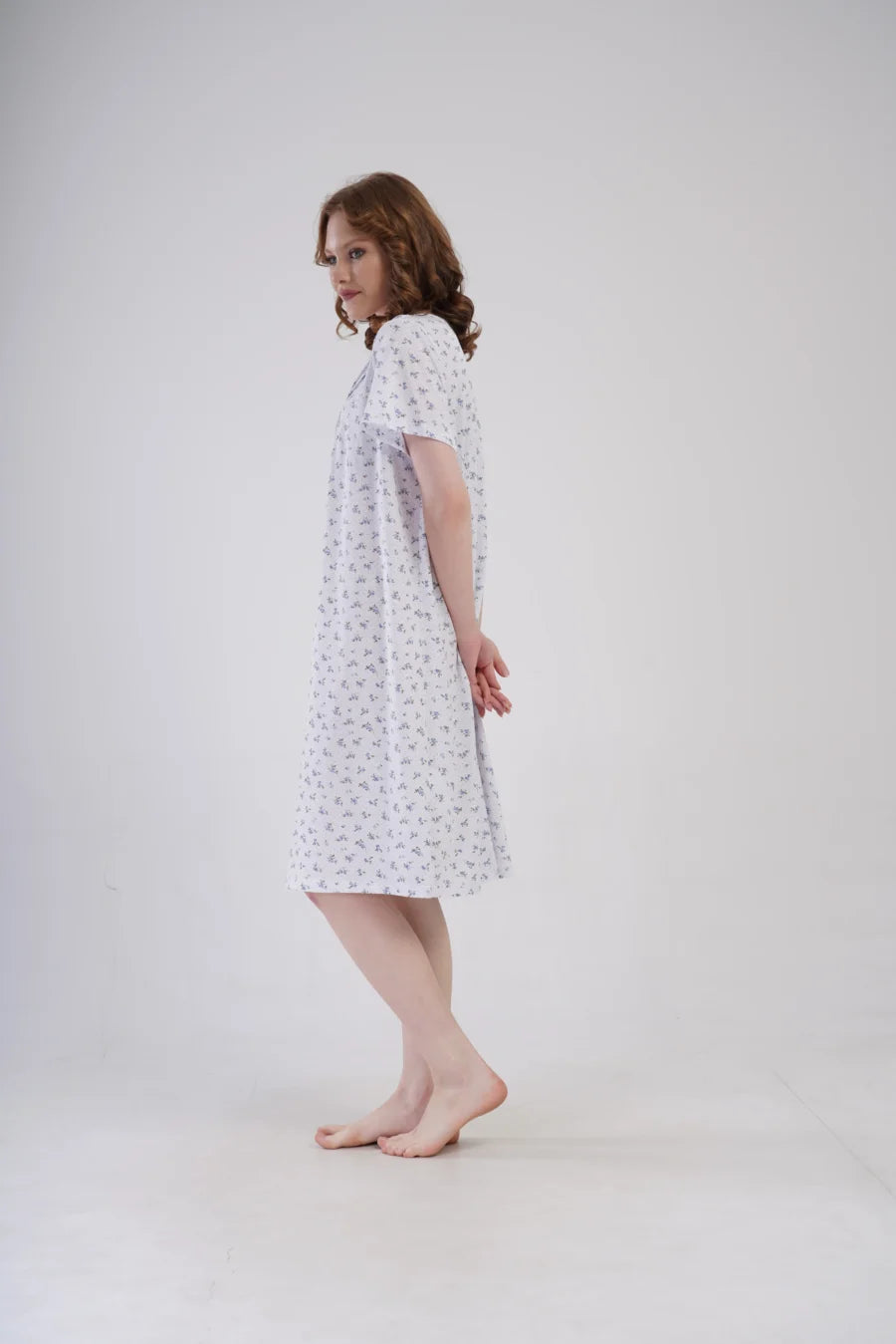 Koszula Nocna Vienetta Flowers Blue, Biały, r. 1XL - 4XL