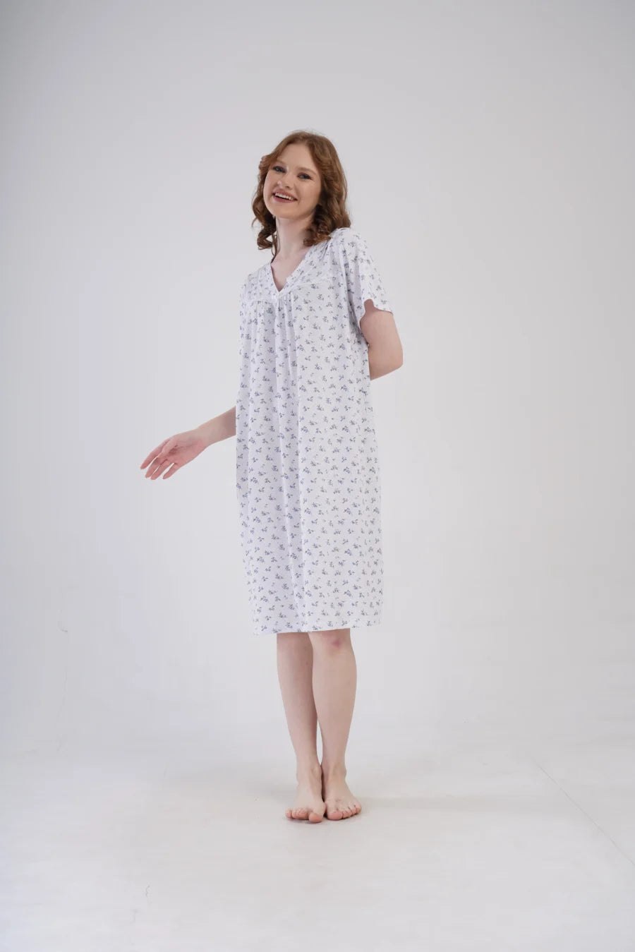 Koszula Nocna Vienetta Flowers Blue, Biały, r. 1XL - 4XL