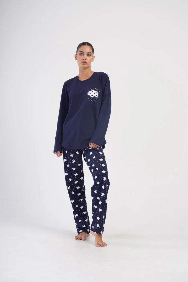 Piżama Damska Vienetta Star Rain, Granatowy, r. 1XL-4XL