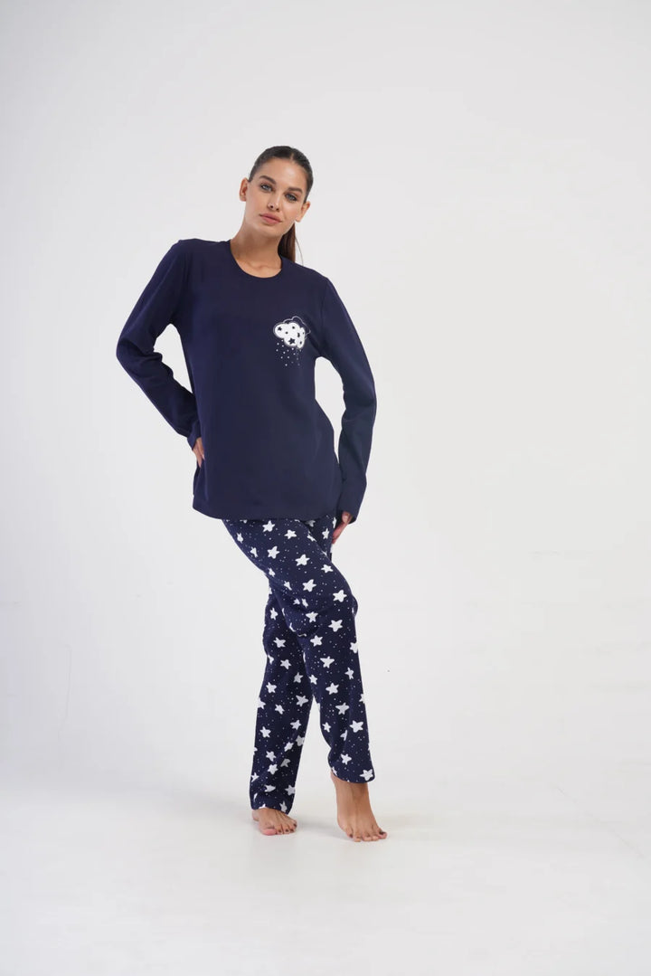 Piżama Damska Vienetta Star Rain, Granatowy, r. 1XL-4XL