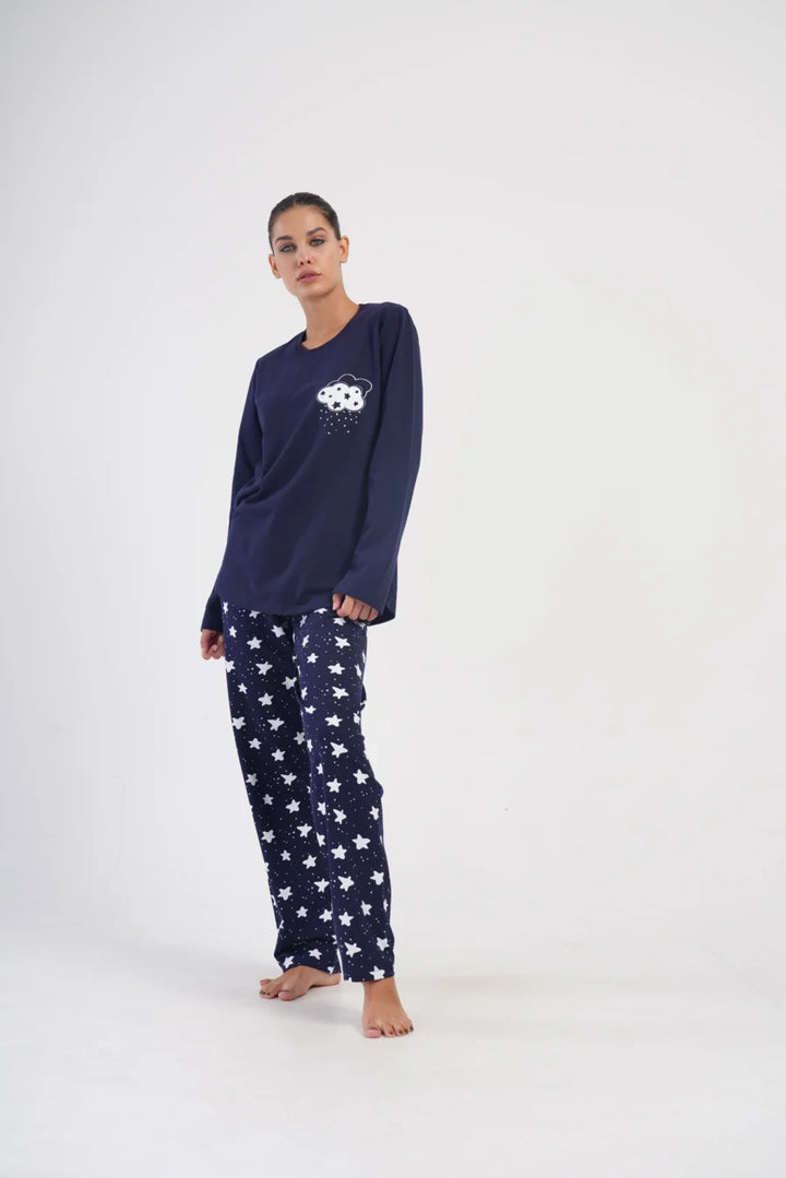 Piżama Damska Vienetta Star Rain, Granatowy, r. 1XL-4XL