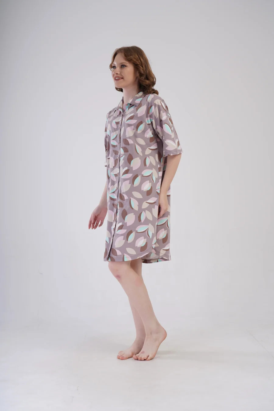 Koszula Nocna Vienetta Pastel Leaves, Beżowy, r. S-XL